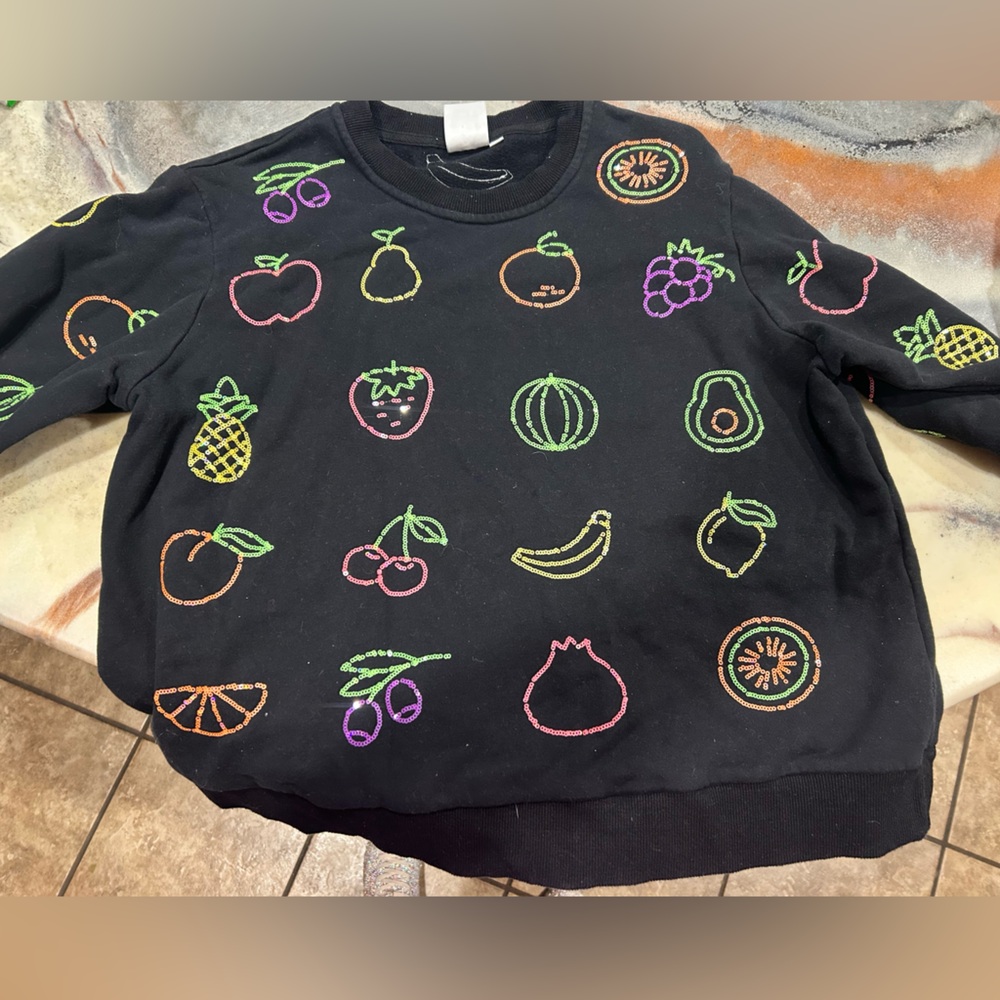 Kids Black Fruit Pattern Shirt